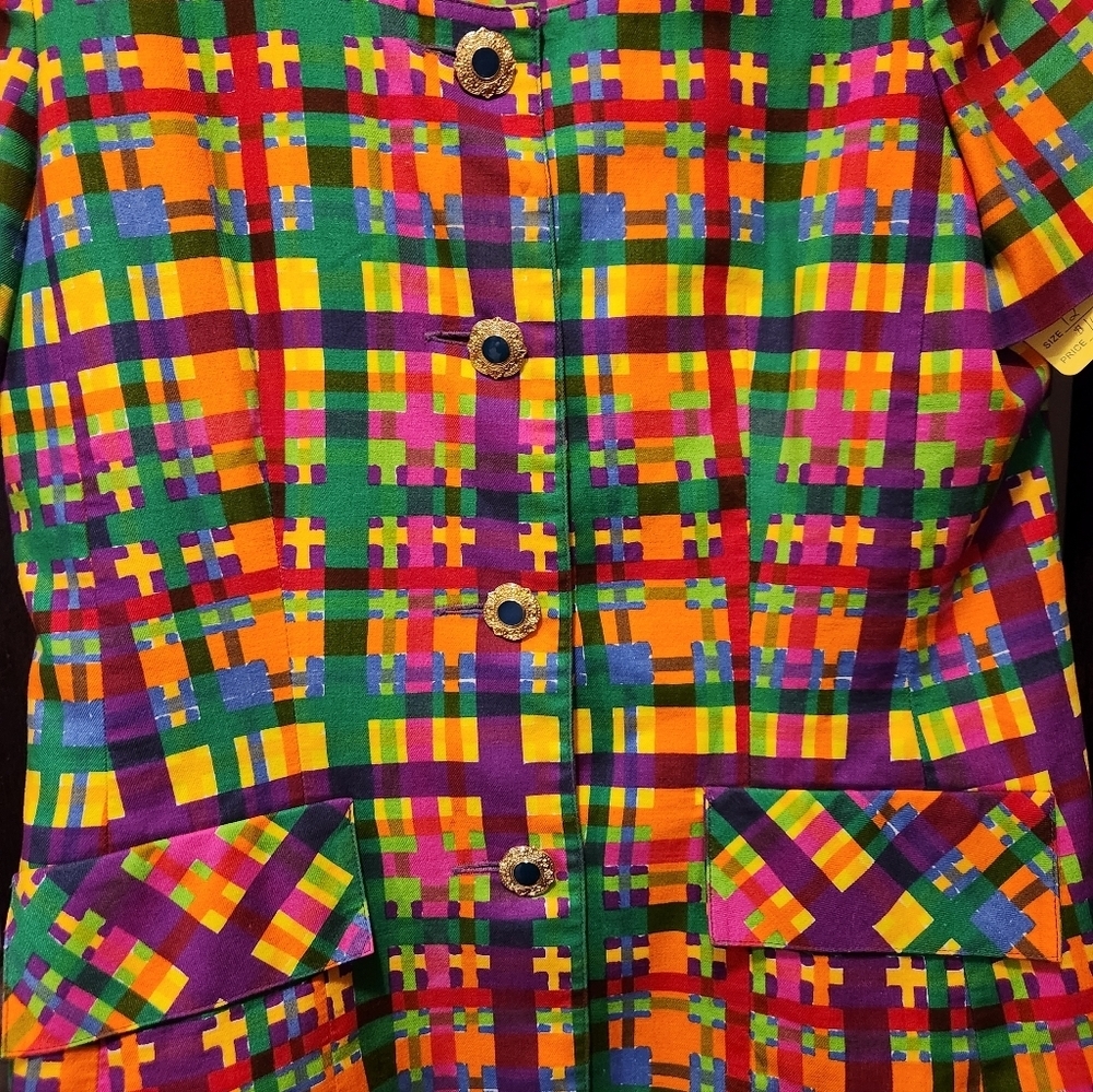 Vibrant Vintage Multicolor Women's Skirt Suit - Picture 5 of 8
